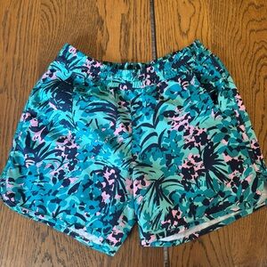 Columbia Teal and Pink Floral Women's Athletic Shorts water shorts running light